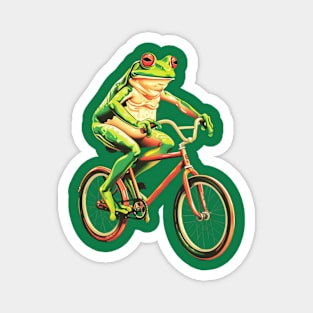 Funny Frog On A Bike Magnet