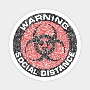 Warning Social Distance Red Circle Design Magnet