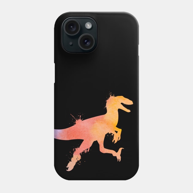 Utahraptor or Velociraptor Jumping Watercolor Phone Case by FalconArt