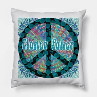 Flower Power Peace Symbol Pillow