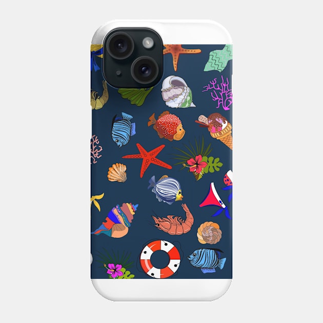 Beach Fun Sea Creatures Phone Case by kooicat