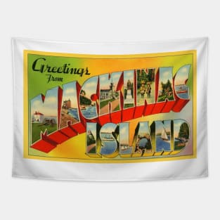 Greetings from Mackinac Island - Vintage Large Letter Postcard Tapestry