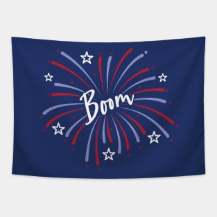 Boom 4th of July Fireworks Patriotic Tapestry