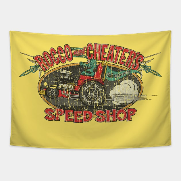 Rocco & Cheater's Speed Shop 1944 Tapestry by JCD666