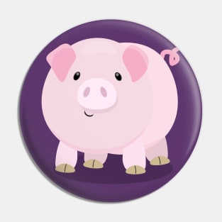 Cute pink pot bellied pig cartoon illustration Pin