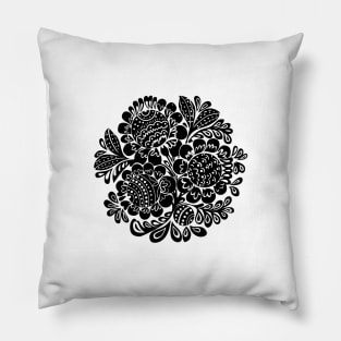 Flower circle Black Pillow