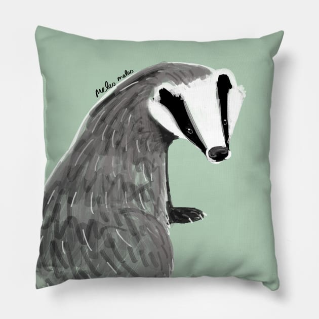 Adorable Badger Meles meles Pillow by belettelepink