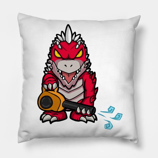 Red Zilla Pillow by TrollWear