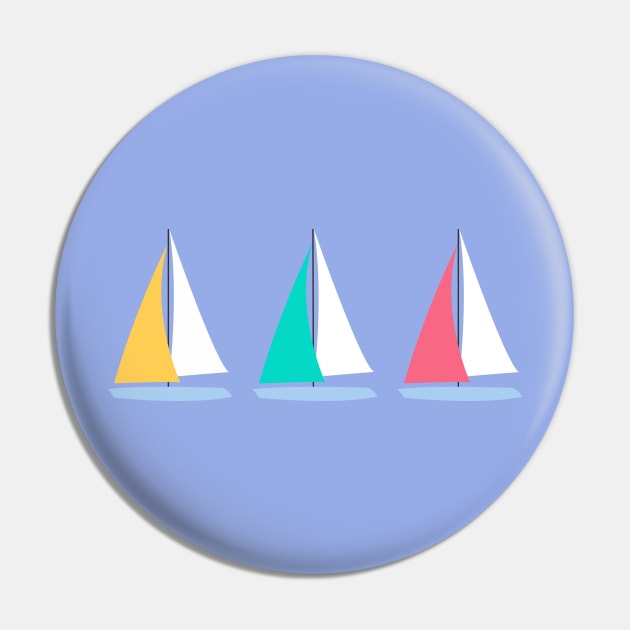 Colorful Summer Sailboats Pin by lymancreativeco