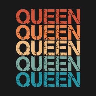 Retro Vintage Sunset Aesthetic Repeated Text Queen T-Shirt