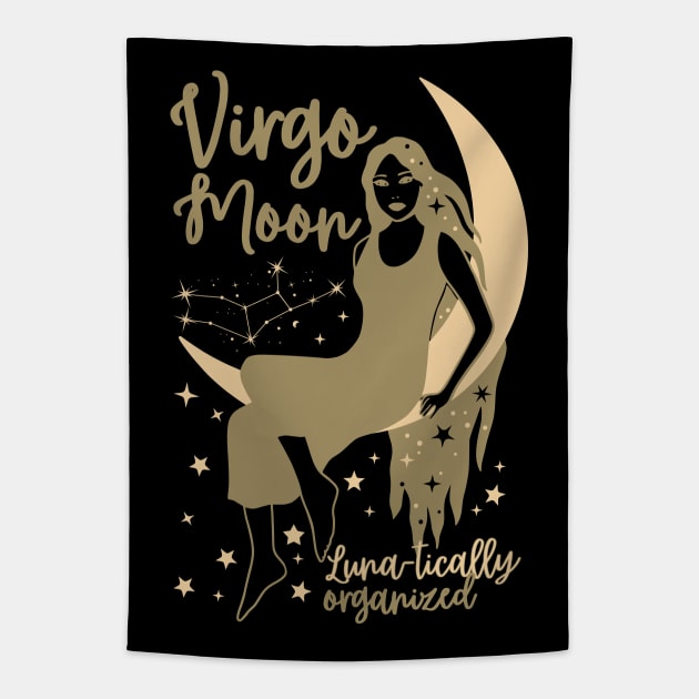 Funny Virgo Zodiac Sign - Virgo Moon, Lunatically organized Tapestry by LittleAna