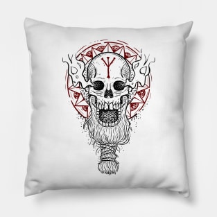 Viking skull with rune Pillow