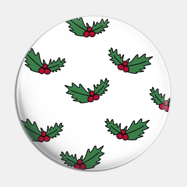 Christmas Holly Leaves Cartoon Doodle Pattern, made by EndlessEmporium Pin by EndlessEmporium