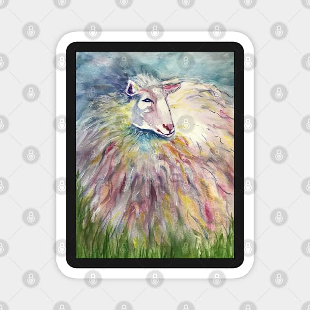 Rainbow Sheep Magnet by Juliejart