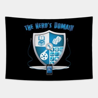 Nerd's Domain Shield with Wordmark Tapestry