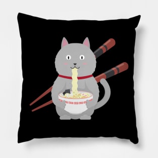 Cat Eating Ramen Pillow