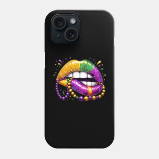 Mardi Gras Lips, Carnival Mardi Gras Outfit ,Fat Tuesday ,Flower de Luce,Mardi Gras Day, Mardi Gras Gift For Women Phone Case