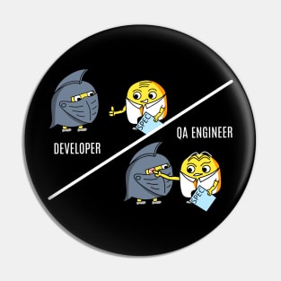 QA engineer evaluating a new design from a developer Pin