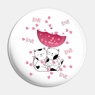 Happy Valentine's day -Cats in love and  rain of love Pin