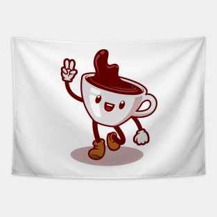 Coffee cup cartoon character Tapestry