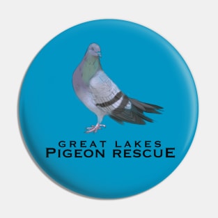 Great Lakes Pigeon Rescue Mascot - Black Letters Pin