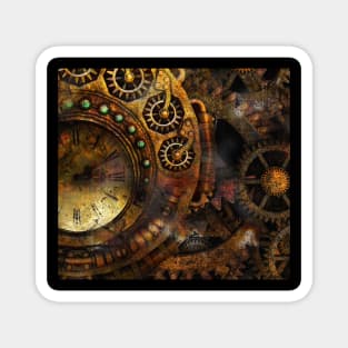 Steampunk Clock and Gears Magnet