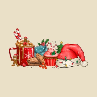 Hot Coco Cupcakes and Santa Hat T-Shirt