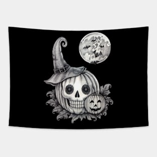 Skeleton pumpkin halloween. Tapestry