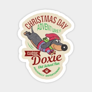 Funny Cute Doxie Dog with Classic Dachshund Christmas Magnet