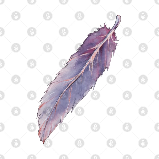 Watercolor lavender rose gold feather by Jessfm