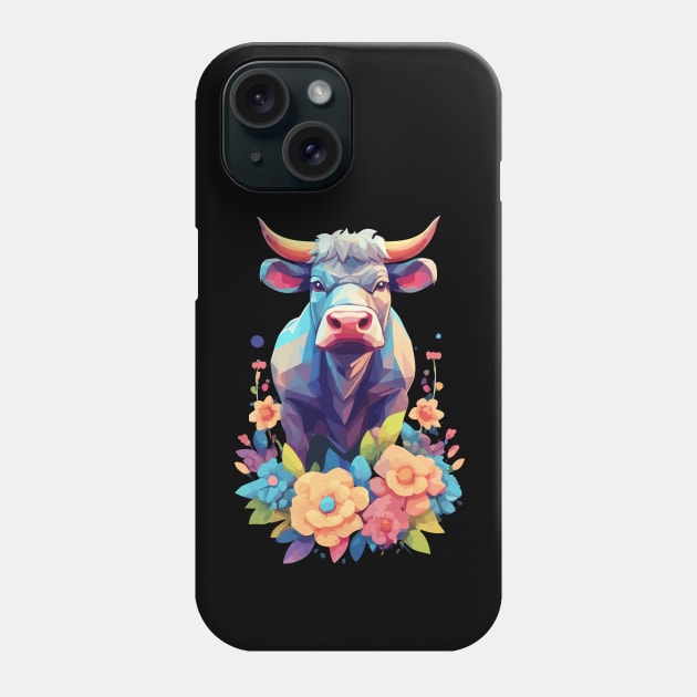 Bull with flowers Phone Case by craftydesigns