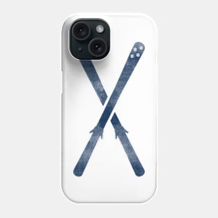 Snow Ski Dark Blue Phone Case