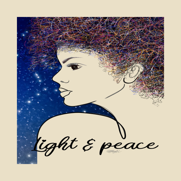 Light & Peace Girl Line Drawing by OLena Art 