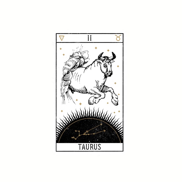 Taurus Distressed Goth Tarot Zodiac Sign by Nemons