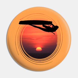 Kitesurfer Freestyle Action Black Silhouette Sunset Pin