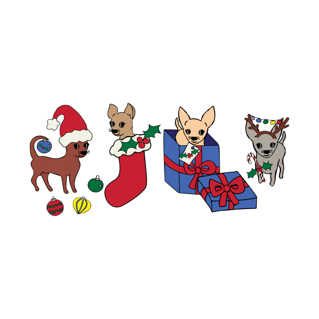 Christmas Chihuahuas - Smooth Coat Chihuahuas - Christmas Chihuahua Tee by bettyretro
