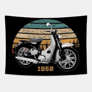 1958 Honda Super Cub Vintage Motorcycle Design Tapestry