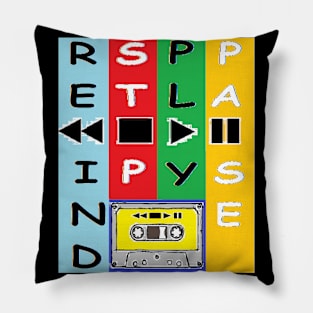 Vintage Cassette Tape Rewind Stop Play Pause by LowEndGraphics Pillow