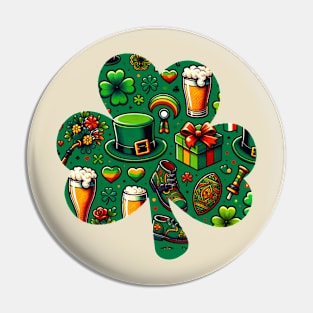 Patricks day Pattern in a Clover Pin