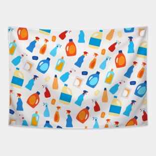 Colorful Detergents on White Pattern Tapestry