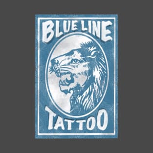 Blue Line Tattoo La Crosse WI Lion Head Logo T-Shirt