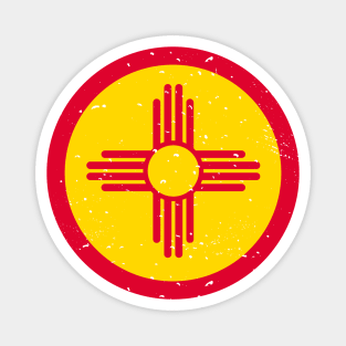 Retro New Mexico State Flag // Vintage New Mexico Grunge Emblem Magnet