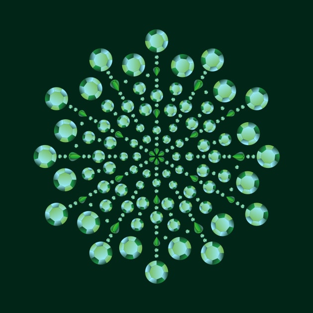 Shiny Colored Green Gemstone Snowflake by Olha_Kulbachna