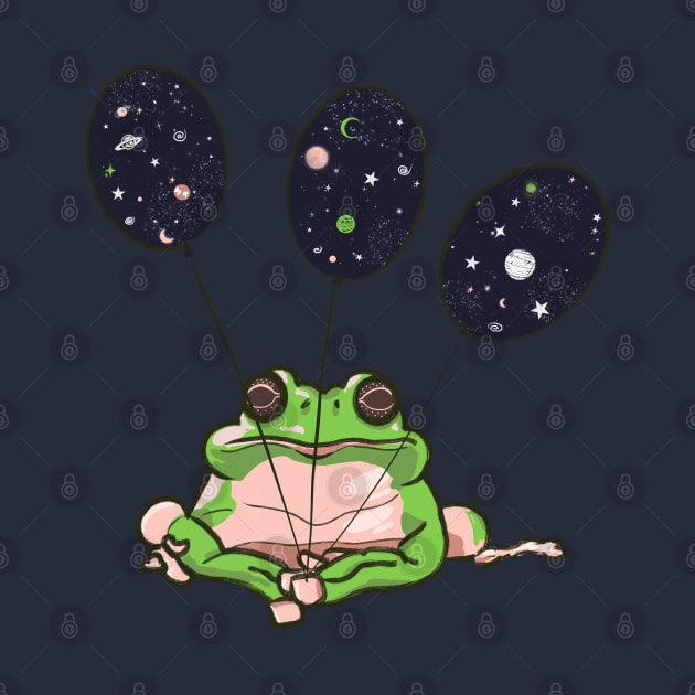 Frog with space balloons by Mimie20