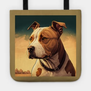 Beautiful pitbull dog aware of all the happenings. Tote