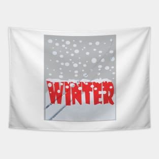 Winter scene with snow track Tapestry