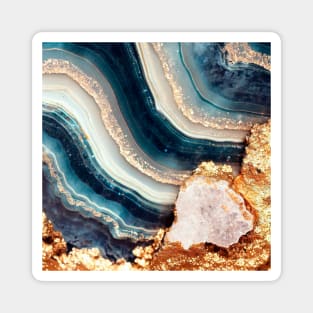 Geode Blue Mineral and Gold Texture Magnet