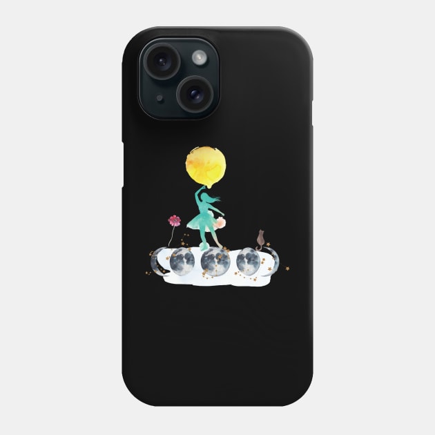 The petite Ballerina, Moon, Rose and Cat Phone Case by Mission Bear