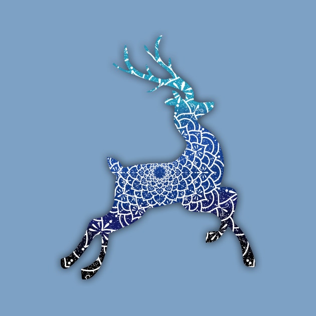 Blue Flying Reindeer Mandala by MandalaSoul