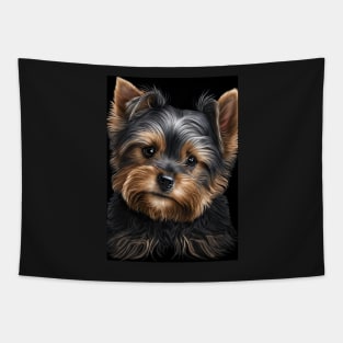 Super Cute Yorkshire Terrier Puppy Portrait Tapestry